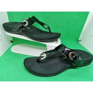 Vionic Shoes Womens 8 US Black Slip On Sandals Comfort Orthotic Grommet 340LANA